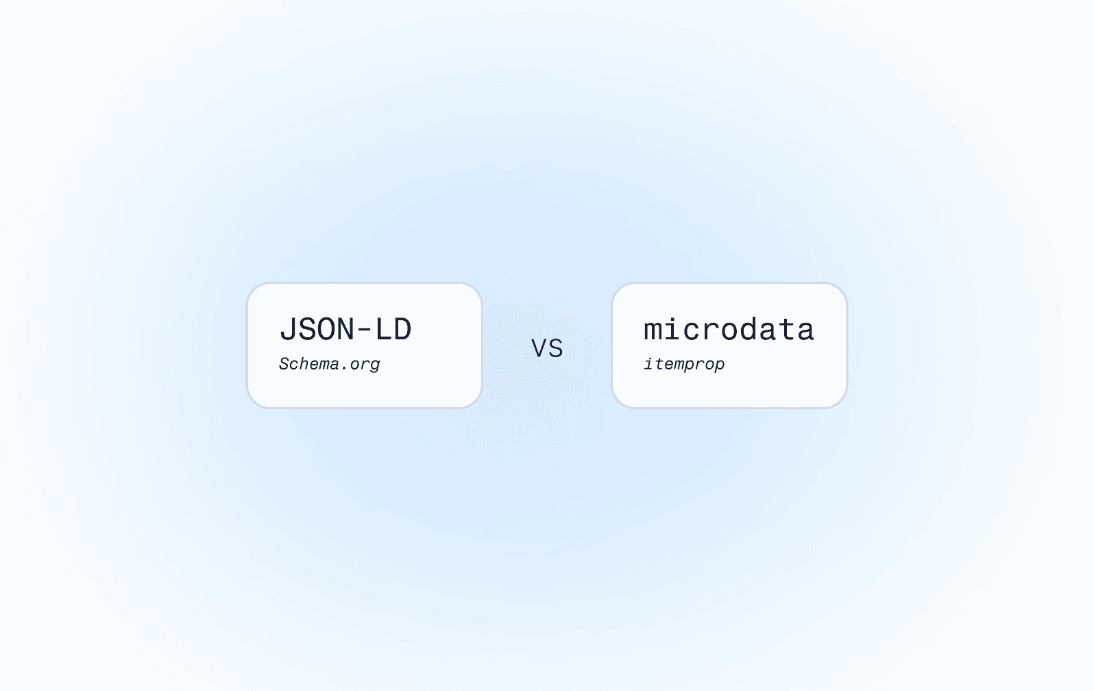 two rectangles, one labeled "JSON-LD Schema.org" and the other "microdata itemprop"